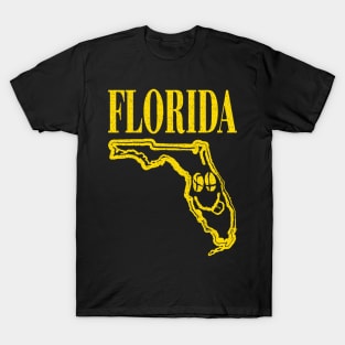 Florida Grunge Smiling Face Black Background T-Shirt